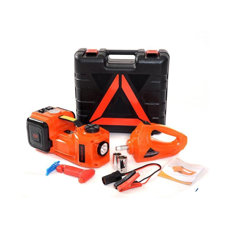 GATO ELECTRICO 12V PARA VEHICULO MAXIMO 5 TN CON INFLADOR DE LLANTA Y PISTOLA DE IMPACTO ELECTRICA