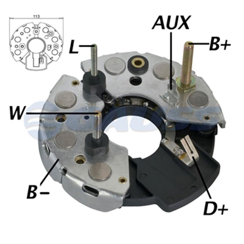 [IBR313,RB-08] RECTIFICADOR MB MERCEDES BENZ KOMATSU 95AMP 14X50A 113MM (GA018) TIPO BOSCH