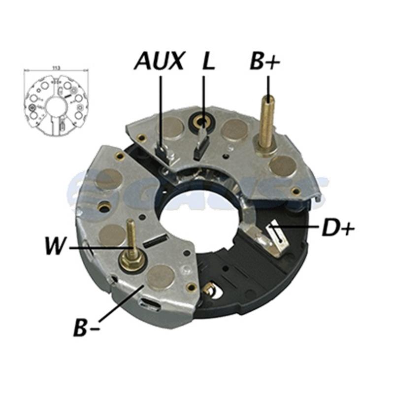 [9 122 080 638] RECTIFICADOR FIAT ALLIS TRACTORES 75AMP 6X35A(GA028 GA034) TIPO BOSCH