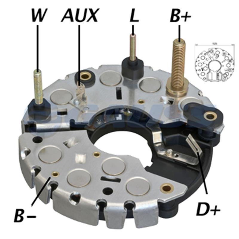 [IBR753,RB-93H] RECTIFICADOR MB MERCEDES BENZ 1417 915 80AMP 8X35A M8 M6X50 AVALANCHE (ZENER) TRIDIODO TIPO BOSCH