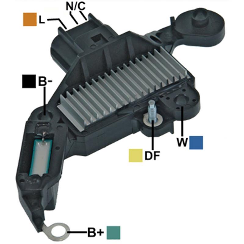[F610,VRVN002] REGULADOR FORD FIESTA ECOSPORT 12 CONECTOR HORIZONTAL 3 L-N C-N C TIPO VISTEON (GA1890-GA1891)