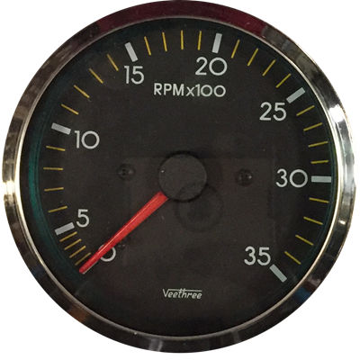 TACOMETRO ELECT SEÑAL ALT 0-3500 RPM 12 24V 85MM CON GRADUACION ARO CROMADO