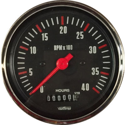 [V22535] TACOMETRO CON HOROMETRO ANALOGO ELECT SEÑAL PICK UP 0-4000 RPM 12 24V 85MM ARO CROMADO