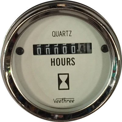 HOROMETRO ELECTRICO 12-28V TABLERO BLANCO ARO CROMADO