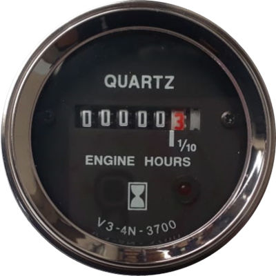 [4N3700] HOROMETRO ELECTRICO 12-28V ESCALA 1-10 CON PILOTO ARO CROMADO