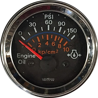 [300.481C] MARCADOR ACEITE ELECTRICO 150PSI 12V ARO CROMADO