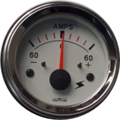 AMPERIMETRO 60-60 52MM TABLERO BLANCO ARO CROMADO
