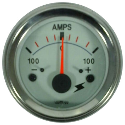 [210980] AMPERIMETRO 100-100 52MM TABLERO BLANCO ARO CROMADO