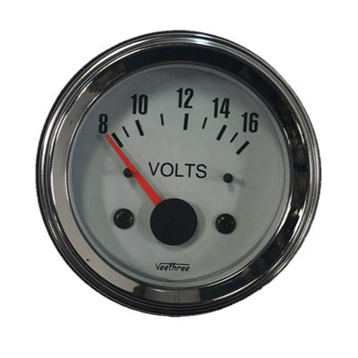 [220953] VOLTIMETRO 52MM 12V ESCALA 8-16 TABLERO BLANCO ARO CROMADO