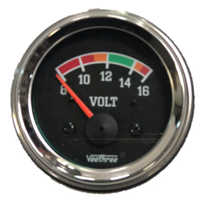 VOLTIMETRO 52MM 12V ESCALA 8-16 ESCALA COLOR ARO CROMADO