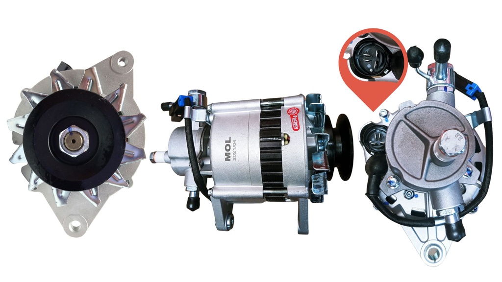ALTERNADOR JAC 1035 JAC 1063 12V 70AMP 4PINES P:EN V T:HITACHI V:EXT 3701100D01B