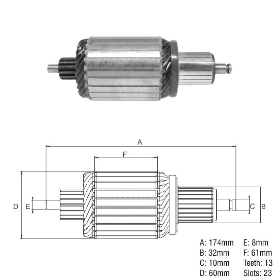 [61-9154] INDUCIDO ARRANQUE SCANIA SERES G,SERIES K,SERIES P, SERIES R,SERIES T 4.9KW 24V