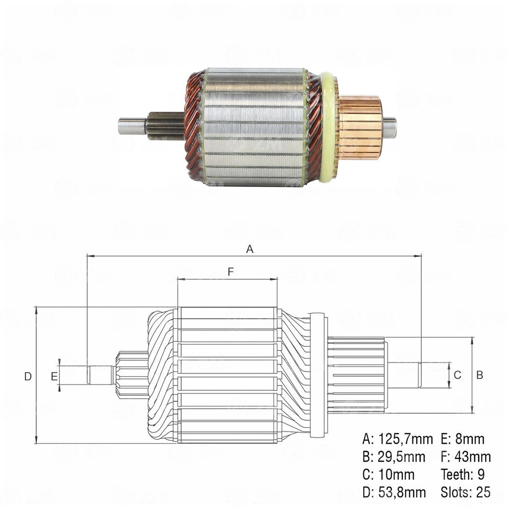 [61-8325] INDUCIDO ARRANQUE SANTA FE  12V 126MM 9 ESTRIAS