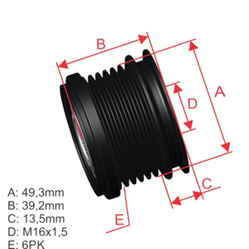 [28747,F560565,5643] POLEA RUEDA LIBRE CITROEN BERLINGO C4 04-09 C5 08 DS3 MINI COOPER PEUGEOT 207 16X6 12317575518 12317561556 00M349859 5643