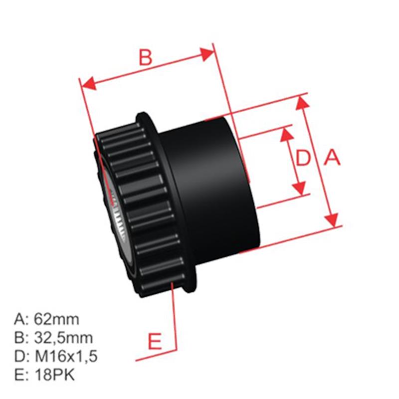[28616, F237653] POLEA RUEDA LIBRE VOLKSWAGEN TOUAREG 2.5 TRANSPORTER T5 2.5 VOLVO XC90 18X16 070903201C 070903201E 5533