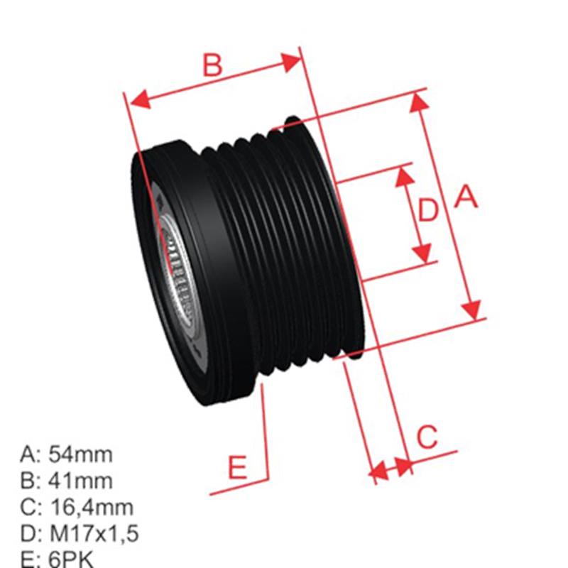 [28663,F238822] POLEA RUEDA LIBRE FIAT PUNTO BRAVO 1.6 2.0 PUNTO STILO 6X17 77363948 1210411140 5528