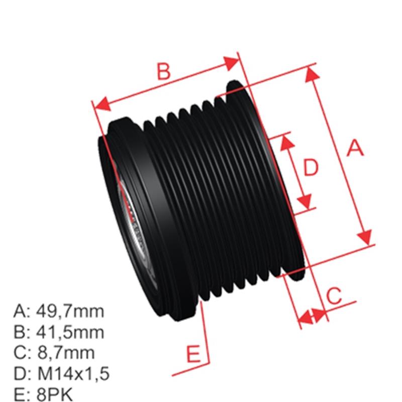 [28795,F234065,5650] POLEA RUEDA LIBRE JEEP GRAND CHEROKEE BMW SERIE X X3 SERIE 5 09-12 8X14 0210401060 05019860AA F558553 5650