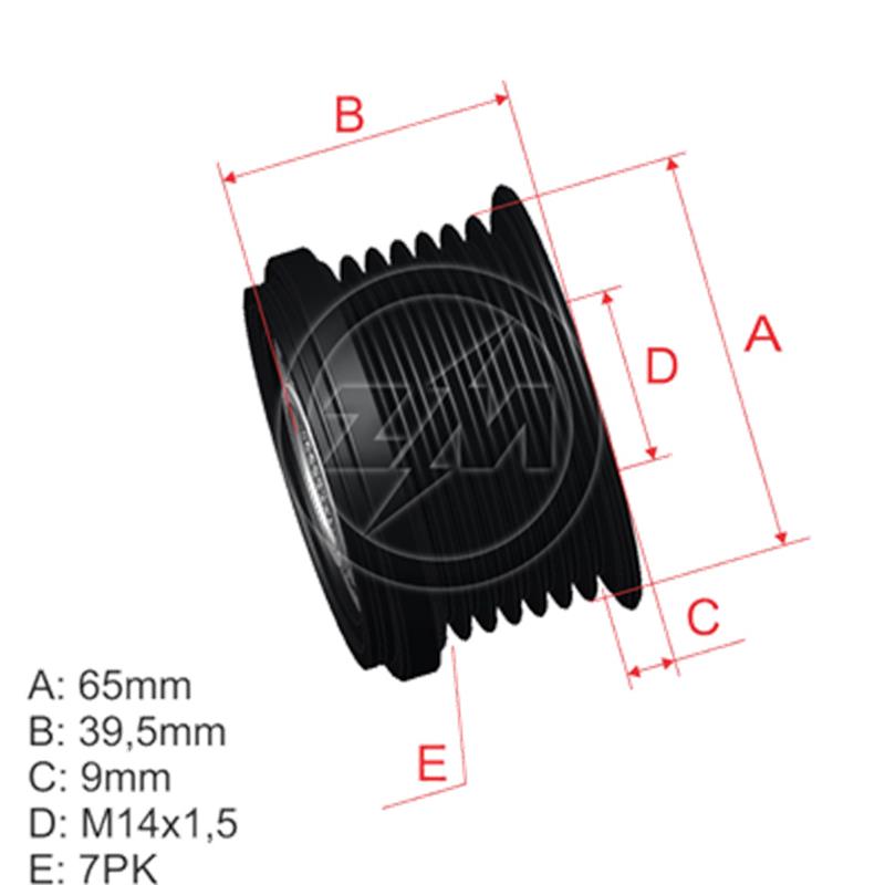[28825,F563515,5598] POLEA RUEDA LIBRE HONDA CCVR HRV ACCORD CIVIC 7X14 31141-R0L0-G01 31141-RL0-G01 9600535 5598