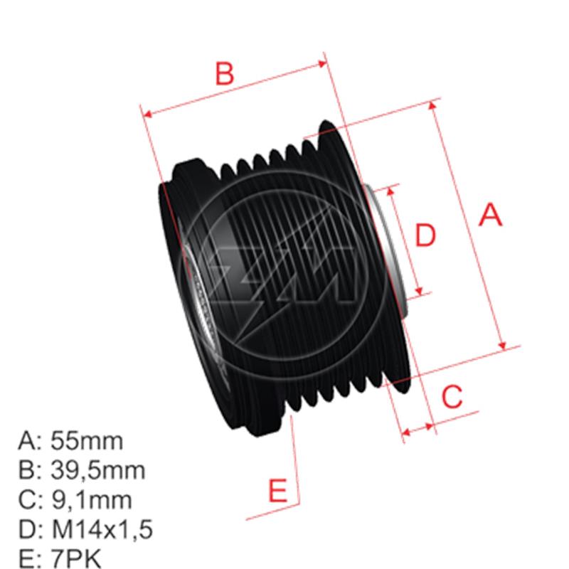 [28900,F604438,5656] POLEA RUEDA LIBRE SUZUKI GRAND VITARA 3117167J00 7X14 57716 HUECO GRANDE 5656
