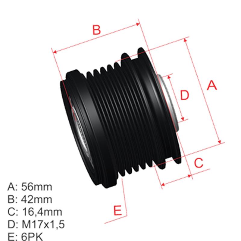 POLEA RUEDA LIBRE TOYOTA HILUX VIGO 17X6