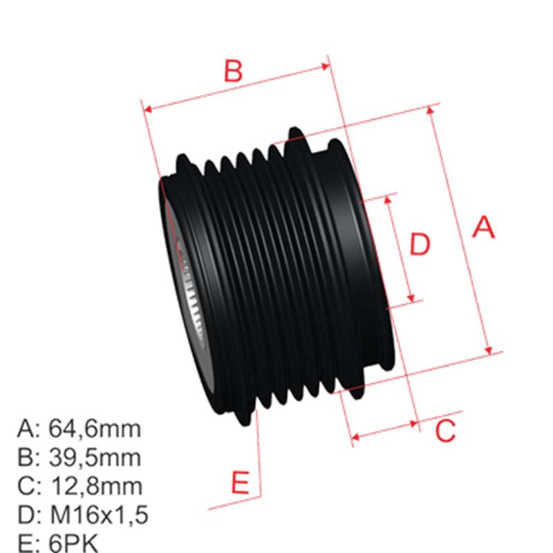 [28752535031610] POLEA RUEDA LIBRE DODGE JOURNEY JEEP COMPASS 1.8 2.0 CHRYSLER 200 SUBARU FORESTER 2. 17X6 04891737AB A234D037BC 235873 5507