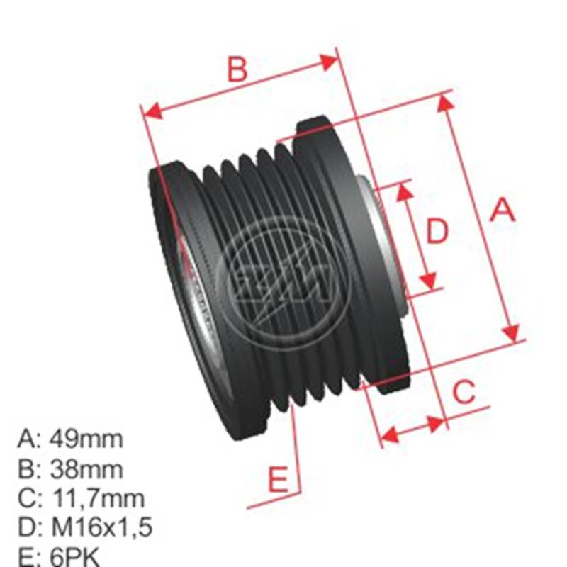 [28612,F229643,5394] POLEA RUEDA LIBRE RENAULT LAGUNA I TRAFIC II MASTER MEGANE VOLVO S40 I 1.9 V40 1.9 6X16 2315100Q0B 8200584040 5410