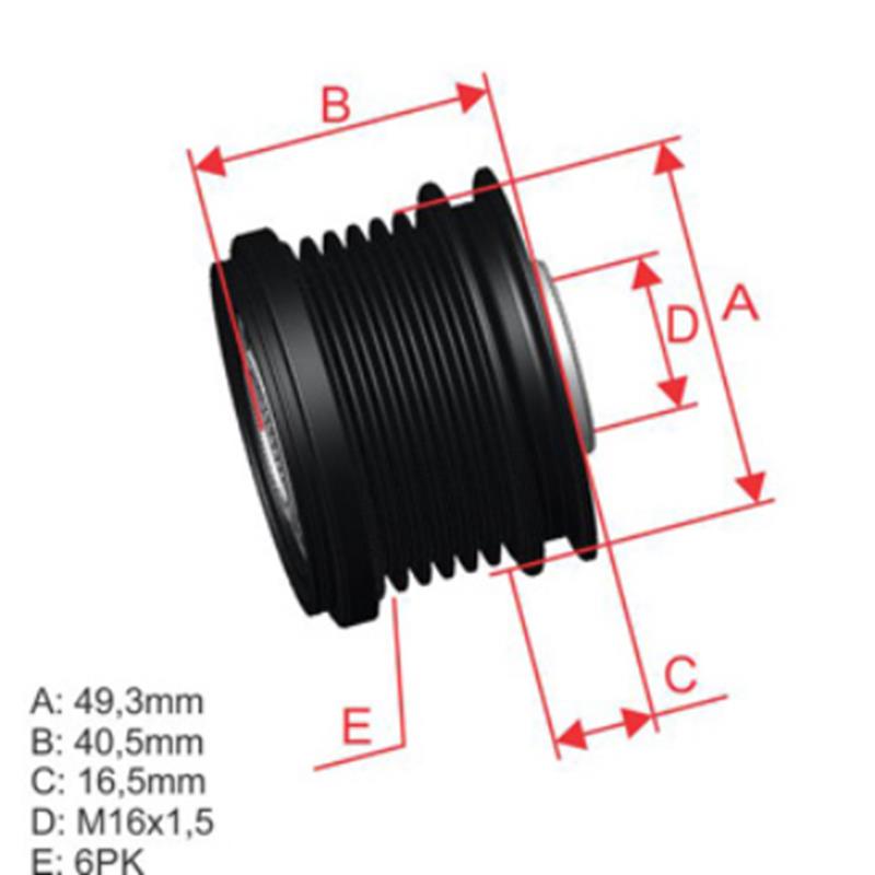 [28767,F556533] POLEA RUEDA LIBRE CITROEN C3 C4 C5 1.6 MINI COOPER NISSAN QASHQAI XTRAIL PEUGEOT 208 308 6X16 231009136R 12317576515