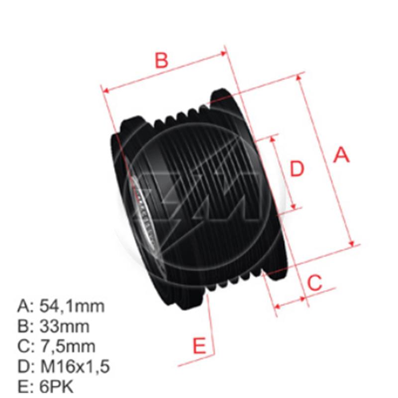 [28611,F229603] POLEA RUEDA LIBRE CITROEN C5 C8 XSARA 1.9 2.0 MAZDA 2 PEUGEOT 206 306 307 406 SUZUKI GRAND VITARA 6X16 3177168D00 5437