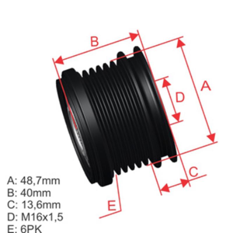 [28641, F226954] POLEA RUEDA LIBRE MERCEDES A160 A210 A140 A190 16X5 1661550215 6681550015 VKM03825 5411