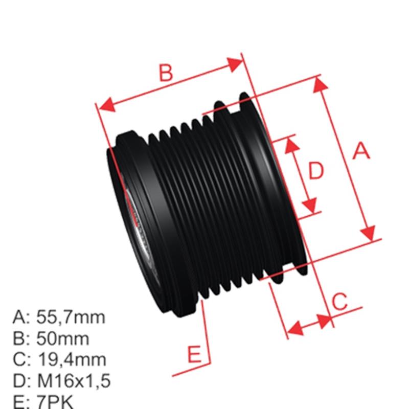 [28751,F557311,5673] POLEA RUEDA LIBRE MERCEDES BENZ C160 C180 C200 C230 C250 CLK160 180 200 E200 250 SPRINTER 7X16 2711550215 595258 535016510 5673