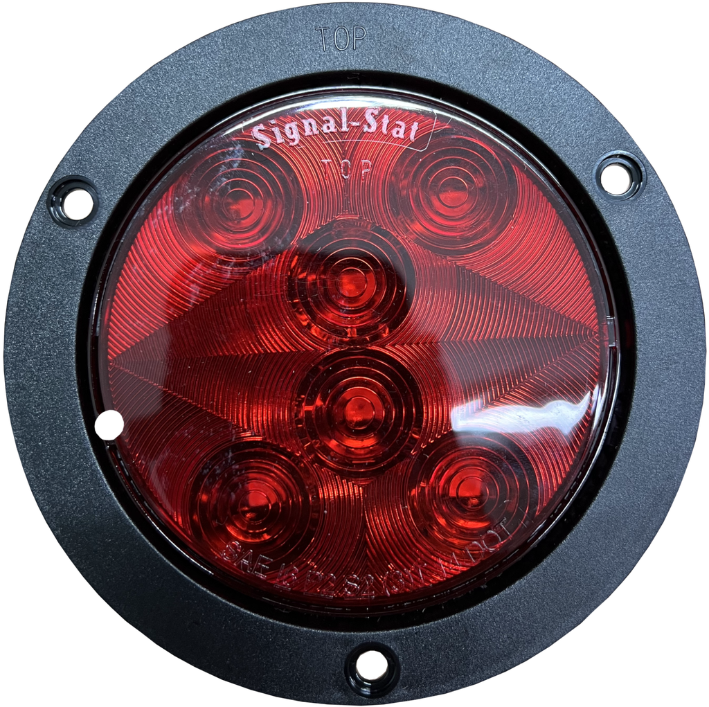 LÁMPARA REDONDA 4" ROJA 6 LEDS ARO NEGRO INCRUSTADO 12-24V CONECTOR PL3 INCLUIDO