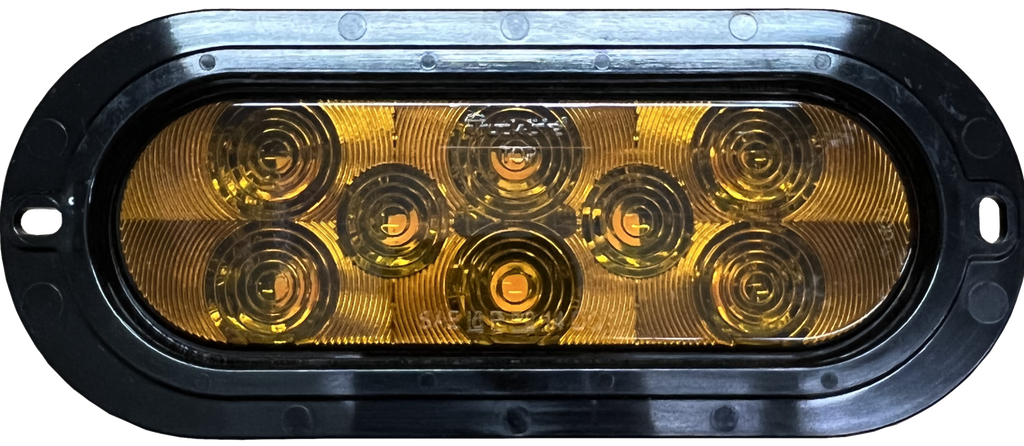 LÁMPARA OVALADA 6" AMARILLA 8 LEDS ARO NEGRO INCRUSTADO 12-24V CONECTOR PL3 INCLUIDO