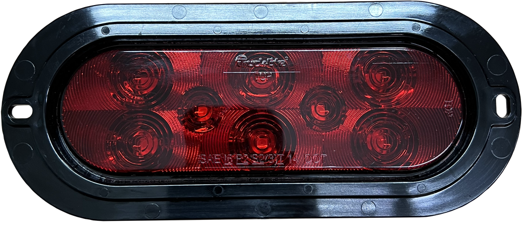 LÁMPARA OVALADA 6" ROJA 8 LEDS ARO NEGRO INCRUSTADO 12-24V CONECTOR PL3 INCLUIDO