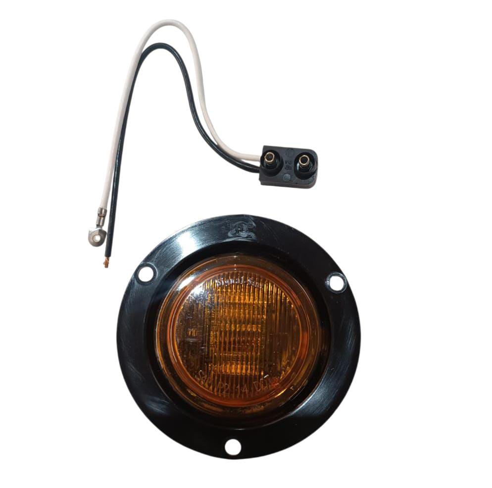 LÁMPARA REDONDA 2.5" AMARILLA ARO NEGRO INCRUSTADO 12-24V CONECTOR PL3 INCLUIDO