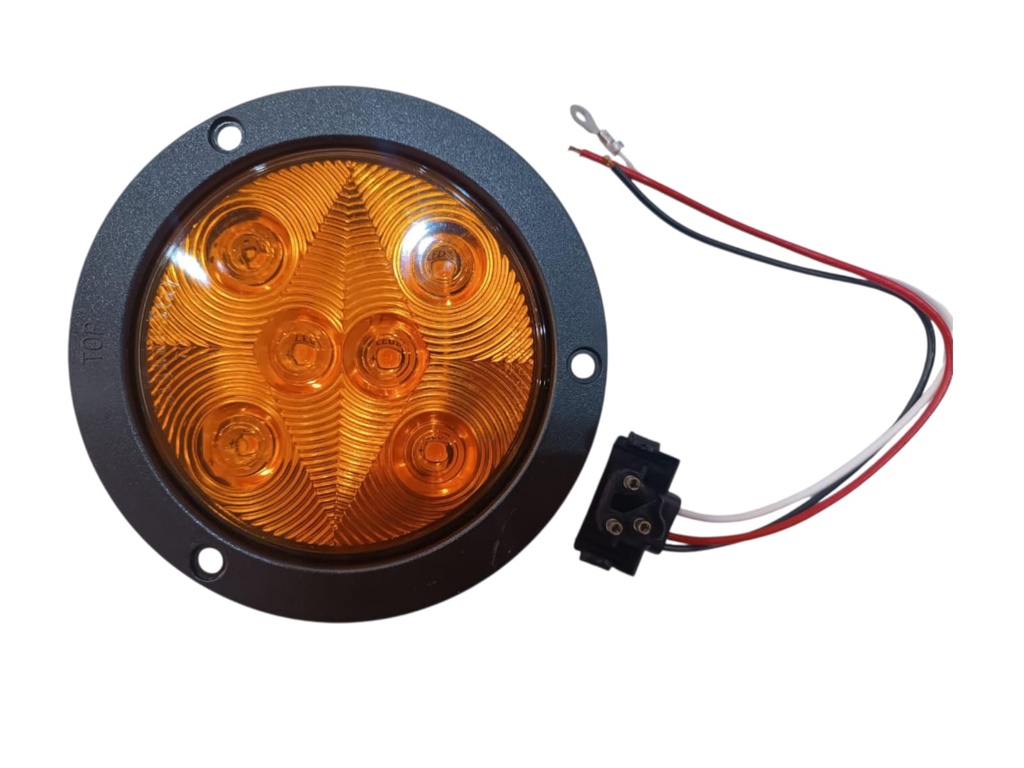 LÁMPARA REDONDA 4" AMARILLA 6 LEDS ARO NEGRO INCRUSTADO 12-24V CONECTOR PL3 INCLUIDO