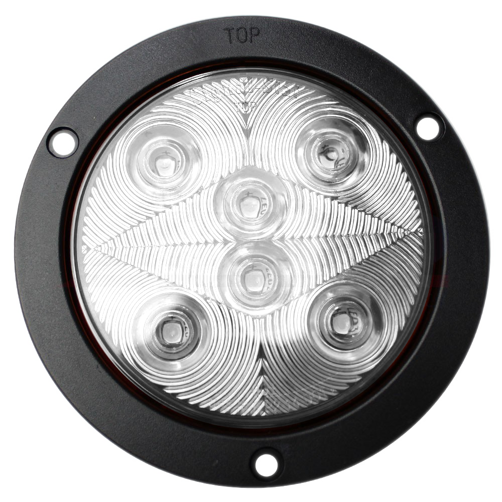 LÁMPARA REDONDA 4" BLANCA 6 LEDS ARO NEGRO INCRUSTADO 12-24V CONECTOR PL3 INCLUIDO